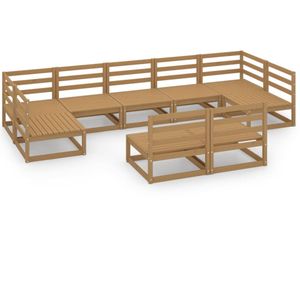 vidaXL 9-delige Loungeset massief grenenhout - Loungeset - Loungesets - Tuinsets - Tuinsets