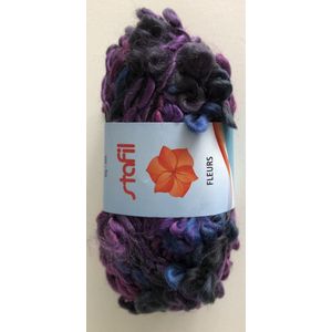 Fleurs Wool 50gr / 35mtr, Purple/medium blue/dark grey