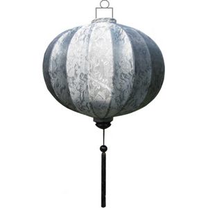 Zilveren zijden Chinese lampion lamp rond - G-SL-62-S