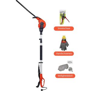 Kibani Elektrische Heggenschaar XXL - Incl. snoeischaar, beschermbril & handschoen  – 450W – 49 cm Zwaardlengte – Telescopisch