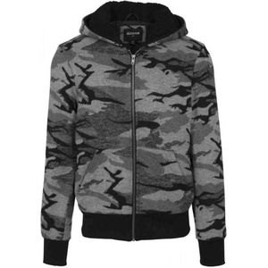 Urban Classics - Camo zip Vest met capuchon - Camouflage - M - Groen