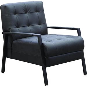 Fauteuil van zwart leer MARADI L 65 cm x H 79 cm x D 80 cm