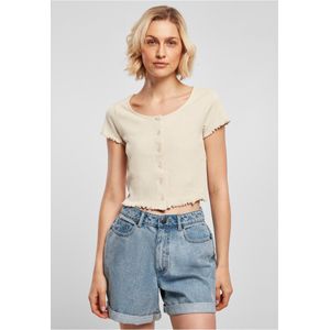 Urban Classics - Cropped Button rib Crop top - L - Groen