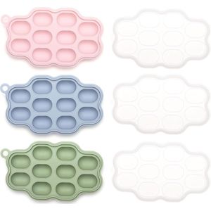 babyvoedingscontainer (3 stuks), voor moedermelk, tanden, popsicle vormen, siliconen nibble, vriesschalen, ijsblokjesvorm met deksel voor zelfgemaakte babyvoeding