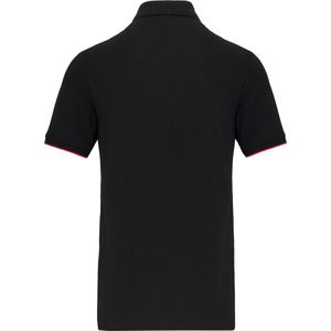 Polo Heren L WK. Designed To Work Kraag met knopen Korte mouw Black / Red 65% Polyester, 35% Katoen