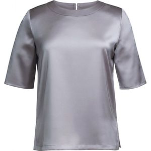 Blouse Dames 42 EU (14 UK) Brook Taverner Ronde hals Korte mouw Grey 97% Polyester, 3% Elasthan