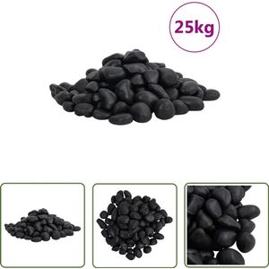 The Living Store Kiezelstenen gepolijst 2-5 cm 25 kg zwart - Visbak Decoratie - Aquarium Sieraad - Zwarte Kiezelstenen - Natuursteen Decoratie - Rioolgrind