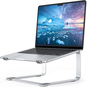 Laptopstandaard voor bureau, metalen computerverhoger, stevige stabiele pc-houder, ergonomische laptoplift voor 12 tot 17,3 inch notebookcomputer, zilver