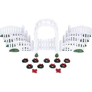 Lemax - Plastic Arbor & Picket Fences W/decorations -  Set Of 20 - Kersthuisjes & Kerstdorpen