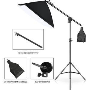 Fotostudio - Camera Statief - Verlengstuk - Verstelbaar - Lichtstatief - Arm Met Gewicht - Zwart - 360° Draaibaar - 53/133CM