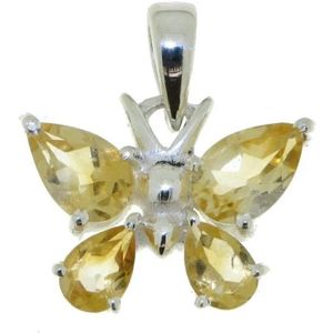 SilverGems Zilveren vlinder hanger met Citrien edelstenen