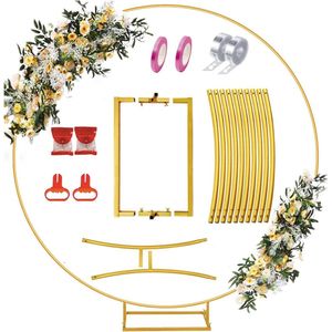 trouwboog, gouden trouwboog, bruiloft, bruiloftsboog, rond, 2 m, ballonboogframe met voet, balloncirkel frame met standaard, ballonring