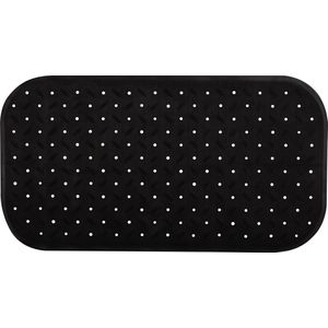MSV Douche/bad anti-slip mat badkamer - rubber - zwart - 36 x 76 cm - met zuignappen