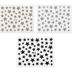 Nail Art 3D Glitter Stickers Sterretjes 144 stuks - Goud / Zwart / Zilver - Nail Art - Rhinestones Strass