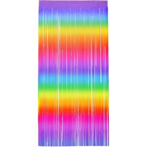 Smiffys - Matt Fringe Curtain Backdrop Feestdecoratie - Regenboog