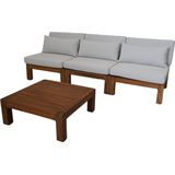 HSM Colection - Tuin loungeset Aruba 4-delig (incl. kussens) - Naturel/wit - Teak