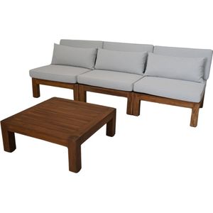 HSM Colection - Tuin loungeset Aruba 4-delig (incl. kussens) - Naturel/wit - Teak