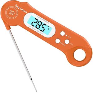 Snelle en nauwkeurige digitale vleesthermometer met achtergrondverlichting en opvouwbare sonde voor BBQ en frituren