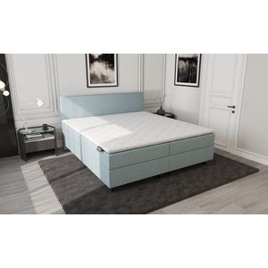 Mörgenn Boxspring SENTO - Boxspring met opbergruimte - Pocketvering - Luxe topper - IJsblauw - 90x200 cm