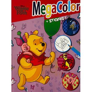 MegaColor Disney kleur- en stickerboek - Winnie the Pooh Roze - Extra dik! - kleurboek met 25 stickers - +/- 130 kleurplaten - knutselen voor kinderen - knutselen voor meisjes - knutselen voor jongens - kado - cadeau - verjaardag