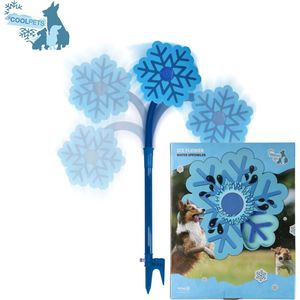 CoolPets Ice Flower Sproeier – Stang 52cm - Bloem 28 cm - Drinkfontein – Verkoelend - Watersproeier voor honden – Sproeit in alle richtingen - Blauw