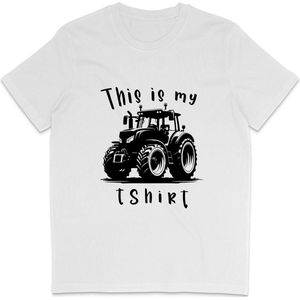 Grappig T Shirt Heren en Dames - This Is My Tractor T Shirt - Wit - L