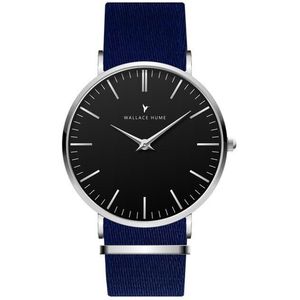 Wallace Hume Zwart - Horloge - Seat Belt NATO - Blauw