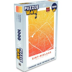 Puzzel Stadskaart - België - Sint-Niklaas - Oranje - Legpuzzel - Puzzel 1000 stukjes volwassenen - Plattegrond