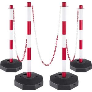 Kunststof palen - 4 Stuks - Wit - Met 9,8m Ketting en 8 S-Haken