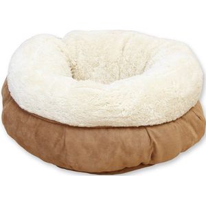 All For Paws Donut Bed – Kattenmand – Biedt warmte en comfort voor katten of kleine honden – Ø 45cm ��– Beige – Wasbaar met de hand