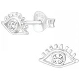Zilveren oorbellen | Oorstekers | Zilveren oorstekers, oog met wimpers