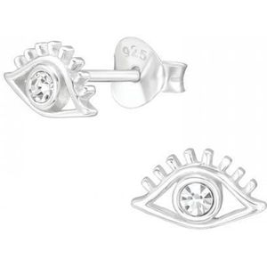Zilveren oorbellen | Oorstekers | Zilveren oorstekers, oog met wimpers