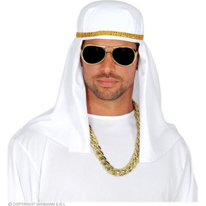 Widmann - 1001 Nacht & Arabisch & Midden-Oosten Kostuum - Chique Sheik Accessoire Set - Wit / Beige, Goud - Carnavalskleding - Verkleedkleding