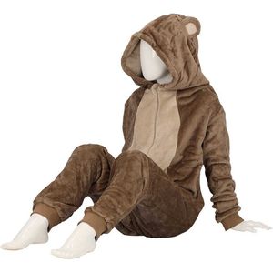 Apollo - Onesie jongens - Onesie meisjes - Kinder onesie beer - Bruin - Maat 92/104 - Onesie - Onesie 92 104 - Onesie kinderen - Onesies