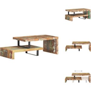 vidaXL Woonkamertafelset - Massief gerecycled hout - Afmetingen- 90x50x40cm - 80x50x20cm - Handgemaakt - Tafel