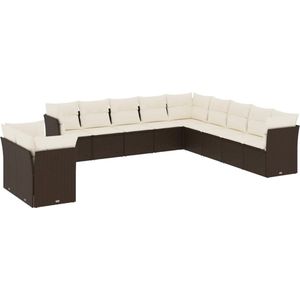 vidaXL 11-delige Loungeset - Poly Rattan - Bruin Loungeset - Tuinset - Lounge Set - Tuinmeubels - Pe Rattan