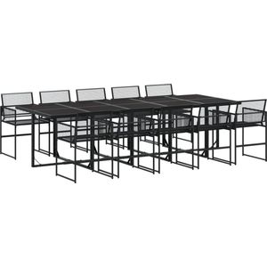 vidaXL 11-delige Tuinset - Poly Rattan - Zwart Tuin Set - Eetkamerset - Buitentafels - Lounge Set - Patio Furniture