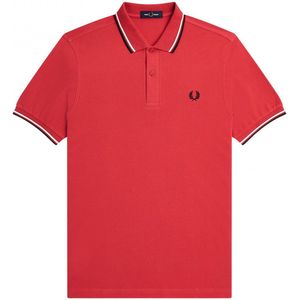 Fred Perry M3600 polo twin tipped shirt - pique - Washed Red / Snow White / Black - Maat: XXL