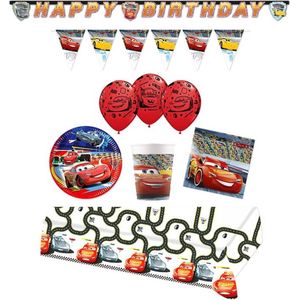 Disney - Cars - Feestpakket - Feestversiering - Kinderfeest - Versiering verjaardag - Slinger -Vlaggenlijn - Ballonnen - Tafelkleed - Bordjes - Servetten - Bekers.