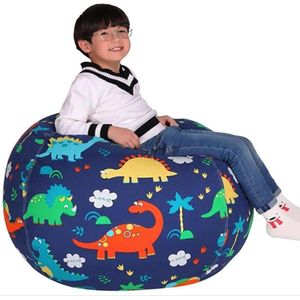Zachte pluche zitzak opbergtas voor speelgoed en knuffels - Blauw