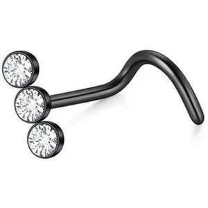 Neuspiercing 3steentjes top zwart