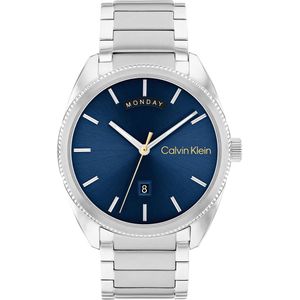 Calvin Klein CK25200446 PROGRESS Heren Horloge - Mineraalglas - Staal - Zilverkleurig - 42 mm breed - Quartz - Vouw/Vlindersluiting - 3 ATM (spatwater)