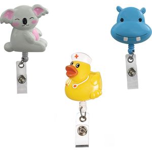 3-Pack Jojo Badgehouder met Trekkoord en Clip - ID Kaart - Cadeau - Dieren 2