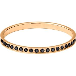 Quiges Stapelring Dames - Vulring Zwart Zirkonia - RVS Roségoudkleurig - Maat 20 - Hoogte 2mm