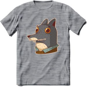 Casual wolf T-Shirt Grappig | Dieren Kleding Kado Heren / Dames | Animal Skateboard Cadeau shirt - Donker Grijs - Gemaleerd - XL
