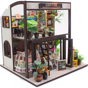 Hongda DIY Coffee House - Miniatuur Bouwpakket - Inclusief Verlichting