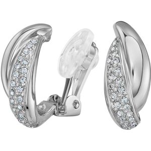 Traveller Clip Oorbellen - Oorclips Dames - Zilverkleurig - Preciosa Crystals - Geplatineerd - 21x9 mm - 157684