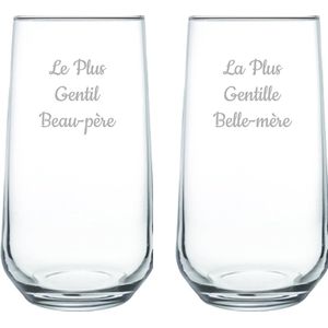 Drinkglas gegraveerd - 47cl - Le Plus Gentil Beau-père & La Plus Gentille Belle-mère