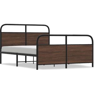 vidaXL - Bedframe - zonder - matras - bewerkt - hout - bruin - eikenkleur - 120x200 - cm