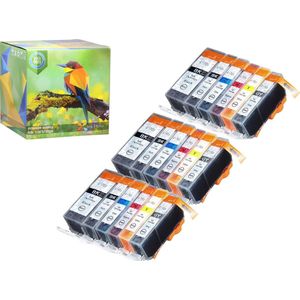 Ink Hero - 18 Pack met grijs - Inktcartridge / Alternatief voor de Canon CLI-521, PGI-520, PIXMA MP980, MP990, MX860